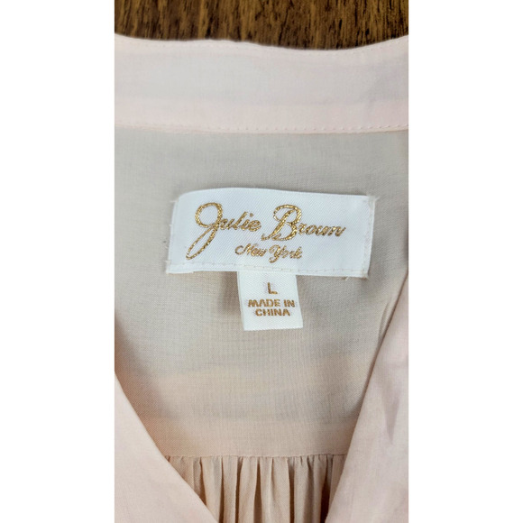 Julie Brown New York Ruffle Bell Sleeves Floral Dress Women Size L White Lotus - Picture 9 of 12